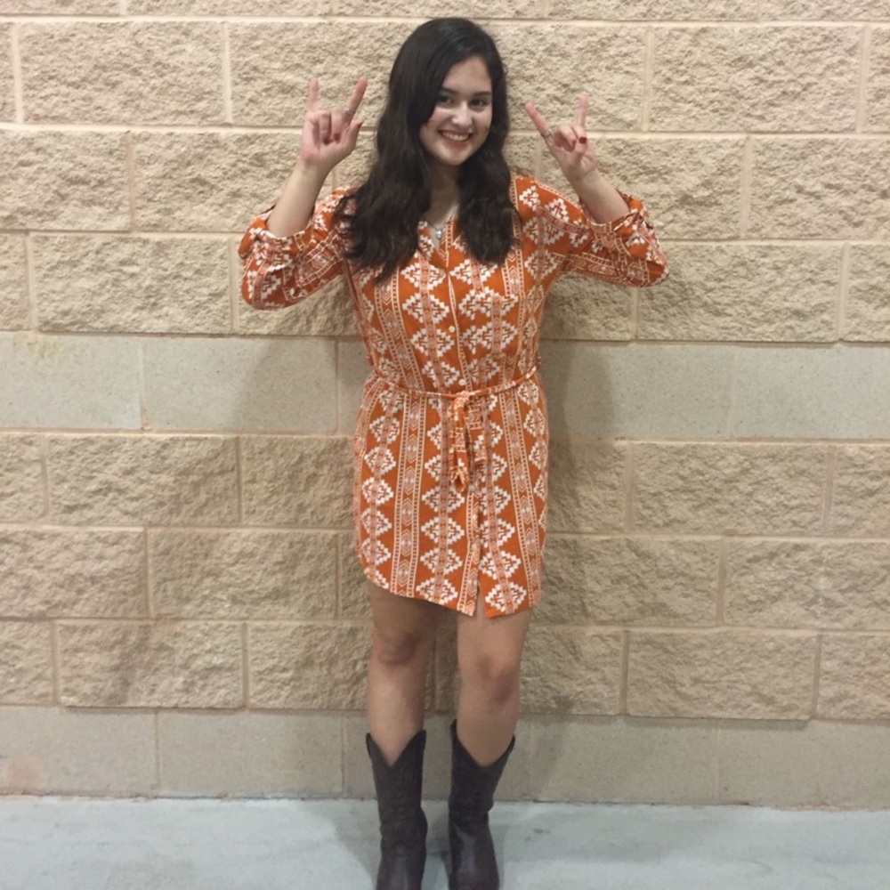 flying colors cute orange and white dress